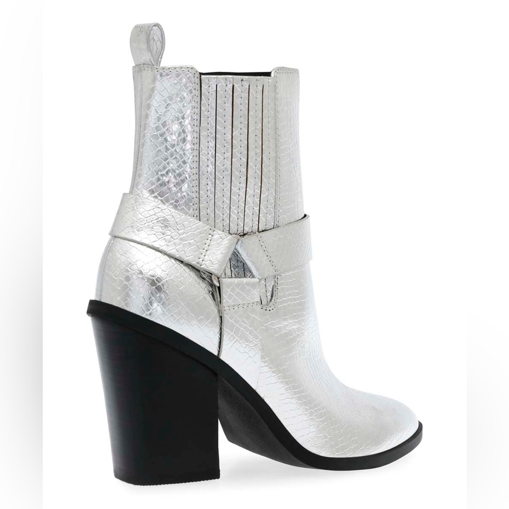 DV by Dolce Vita Nilano Metallic Silver Harness Ankle Boot / Bootie